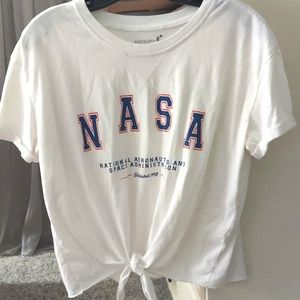NASA Original Logo Women's National White Comfort Tie up T Shirt